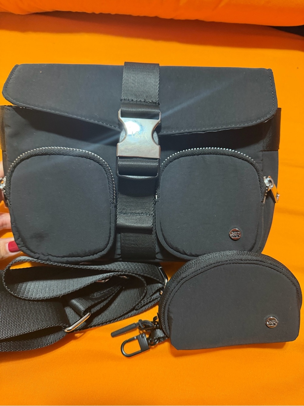 Everyday Black Women's Crossbody Bag with Removable Coin Pouch